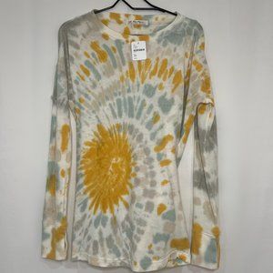 Free People  Tie Dye Long Sleeve Shirt in Orange Mot Size XS - NWT